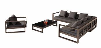 Amber Outdoor Sectional Set with Club Chair