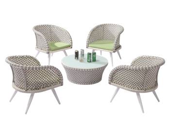 Evian Set of 4 Chairs with Woven Sides with Coffee table