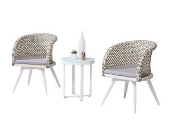 Evian Set of 2 Chairs with Woven Sides with Side Table