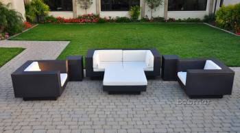 Stylus Loveseat Set with One Ottoman and Two Side Tables