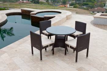 Package Deals - Outdoor  Dining Sets - Babmar - Rodondo Dining Set for Four With Vita Armless Chairs