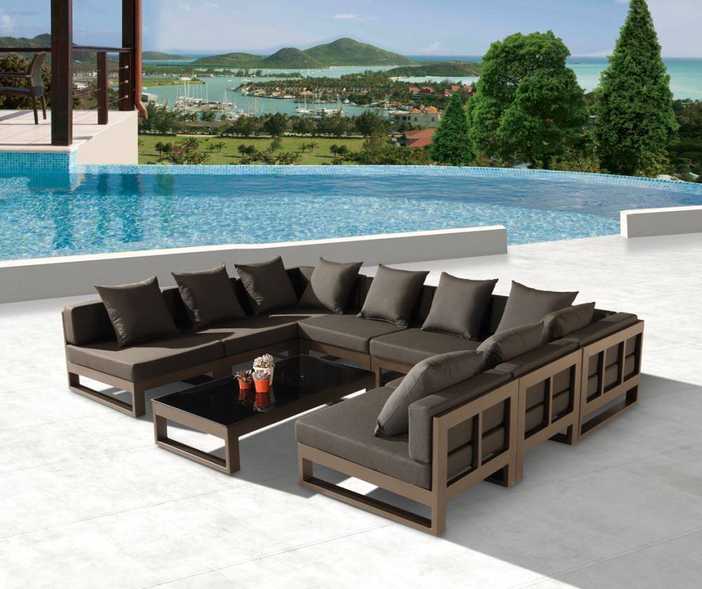 Amber Modern Outdoor "U" Shape Large Sectional Sofa for 8