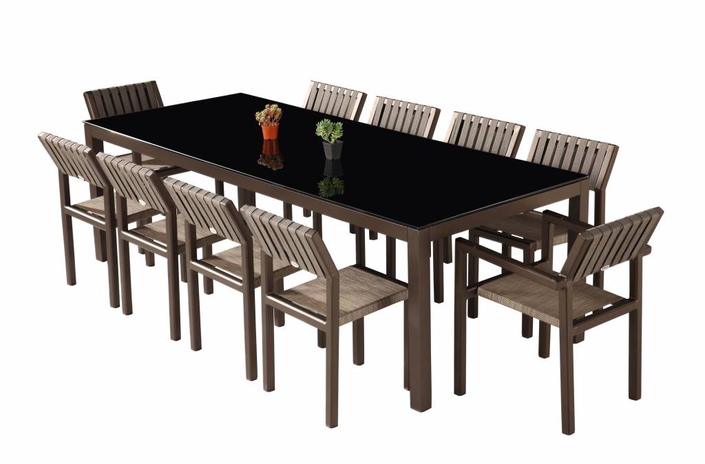 Amber Modern Outdoor Dining Set For 10, Outdoor Dining Table For 10