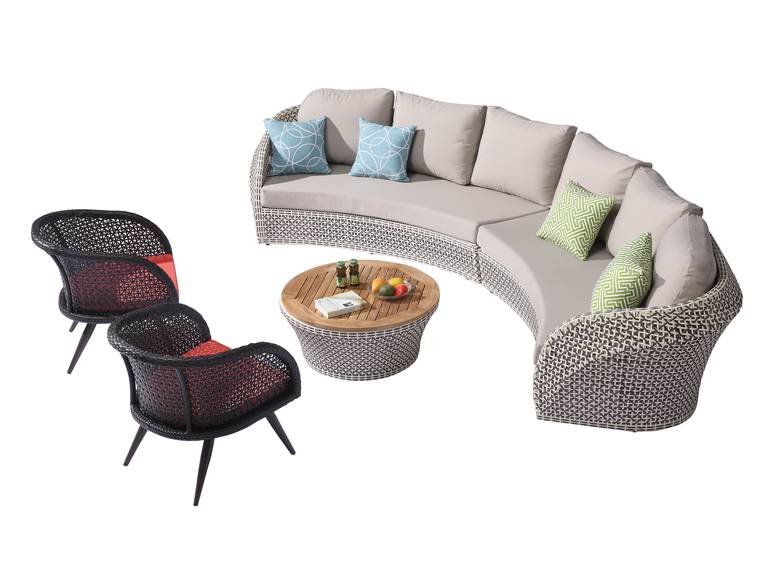 Curved 6 Seater Sofa Set With 2 Chairs, Curved Outdoor Furniture Sets