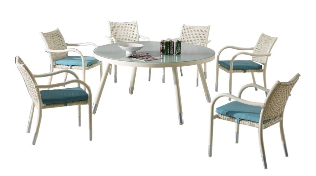 Fatsia Modern Outdoor Dining Set For 6, Outdoor Dining Sets For 6 Round Table