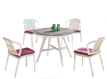 Kitaibela Armless Dining Set for Four with Round Table