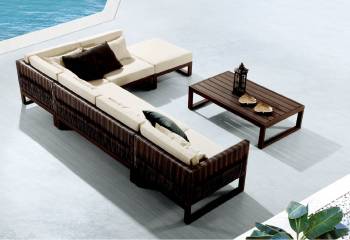 Babmar - Wisteria Modular Lounge Sofa Set For 5 With Coffee Table And Ottoman