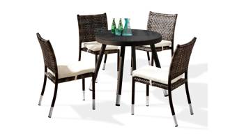 Fatsia Dining Set for 4 with Round Table and Armless Chairs