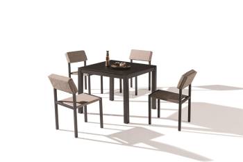 Barite Dining Set For 4 With Armless Chairs