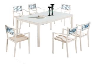 Hyacinth Dining Set for 6 with Chairs with Arms