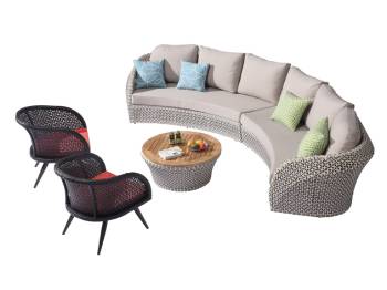 Evian Curved 6 Seater Sofa Set with 2 Chairs