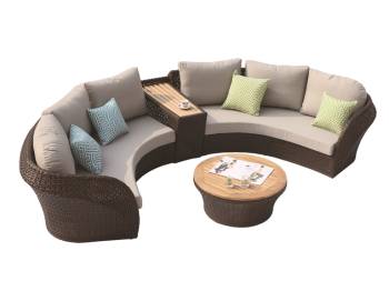 Evian Curved 4 Seater Sofa Set with built-in Side Table