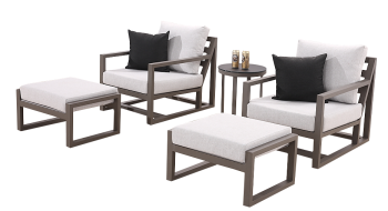 Tribeca Club Chair Set for 2 with Ottomans and Side Table