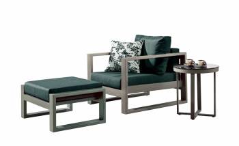 Amber Club Chair with Ottoman with Side Table