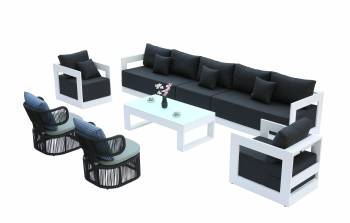 Babmar - Lusso Sofa Set With Venice Rounded Rope Chairs