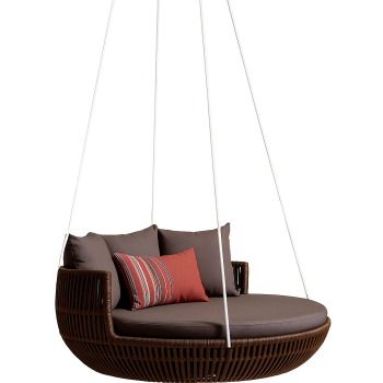 Apricot Hanging Daybed -Brown Wicker - QUICK SHIP