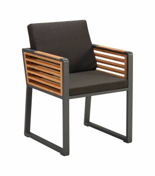 Babmar - AVANT DINING CHAIR WITH ARMS AND TEAK SIDE PANELS - QUICK SHIP 