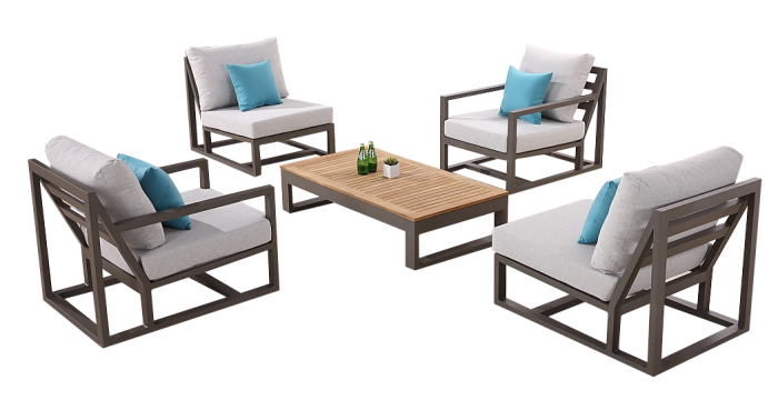 Tribeca  Chair Set for 4 with 2 Club Chairs and 2 Armless Middle Sofa Chairs - Image 1