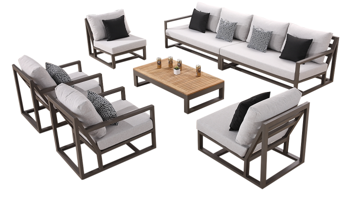 Tribeca Sectional Sofa set for 8 with 2 Club Chairs and 2 Armless Middles - Image 1