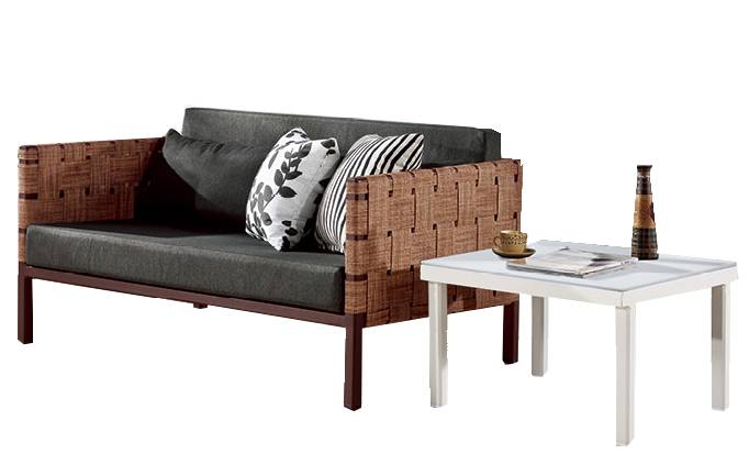 Asthina 2 Seater Sofa with Side Table - Image 1