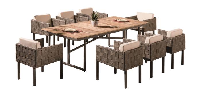 Asthina Dining Set For 8 with Side Straps - Image 1