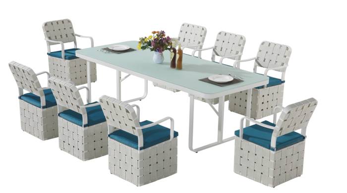 Edge Dining Set for 8 with woven sides - Image 1