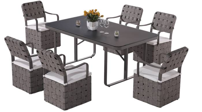 Edge Dining Set for 6 with woven sides - Image 1