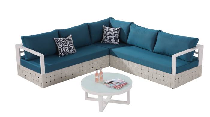 Edge Sectional Sofa Set for 5 with Round Coffee Table - Image 1