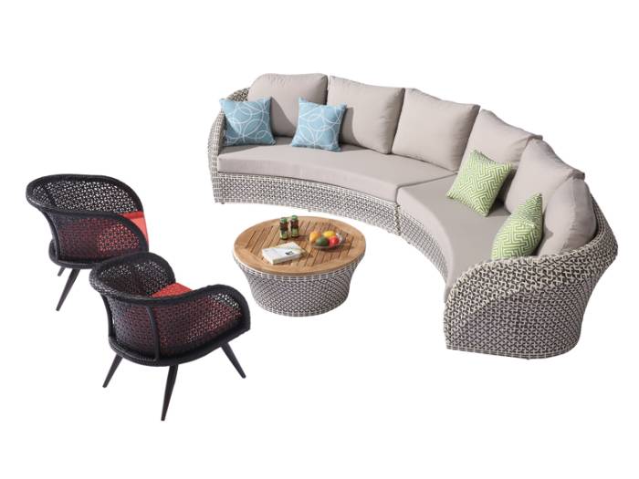 Evian Curved 6 Seater Sofa Set with 2 Chairs - Image 1