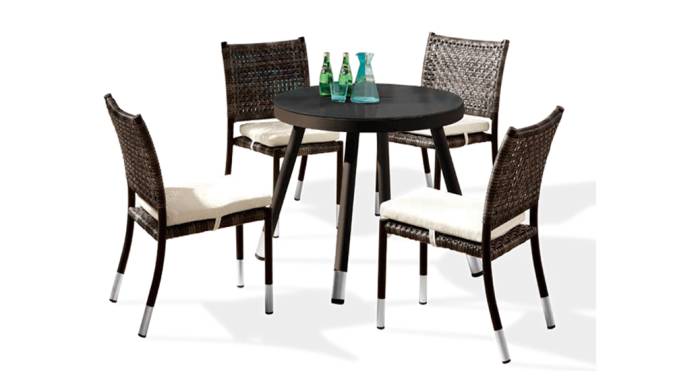 Fatsia Dining Set for 4 with Round Table and Armless Chairs - Image 1