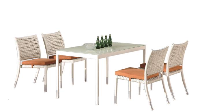 Fatsia Dining Set for 4 with Rectangular Table and Armless Chairs - Image 1