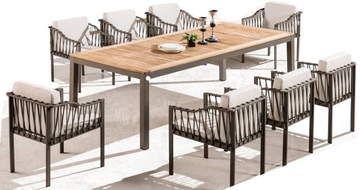 Hyacinth Dining Set for 8 with Sidestraps - Image 1