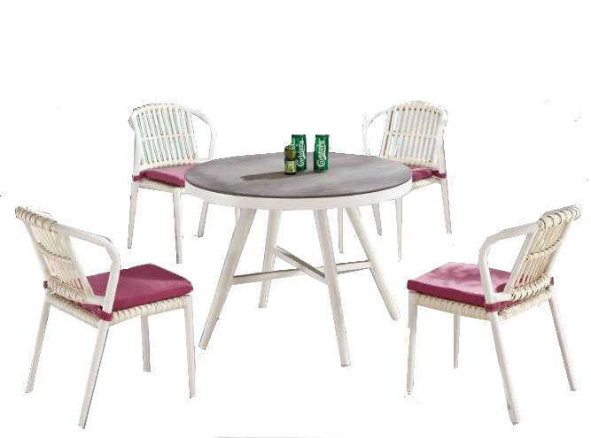 Kitaibela Armless Dining Set for Four with Round Table - Image 1