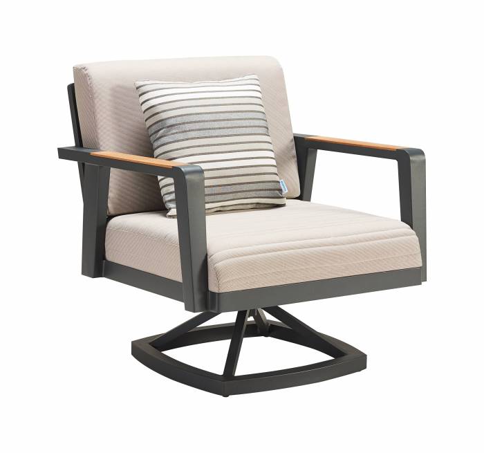 Babmar - Onyx Swivel Club Chair with Round Side Table | QUICK SHIP