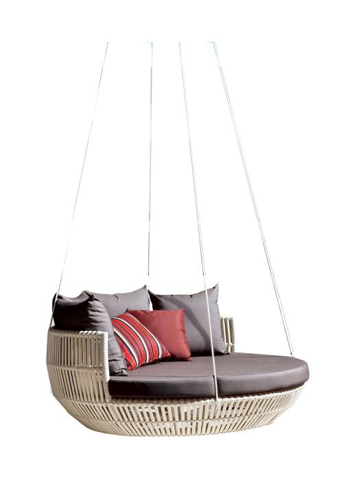 Apricot Hanging Daybed -Brown Wicker - Quick Ship - Image 1