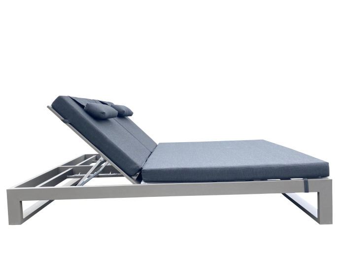 Babmar - Amber Double Chaise Lounge - Grey Frame - QUICK SHIP - Image 1