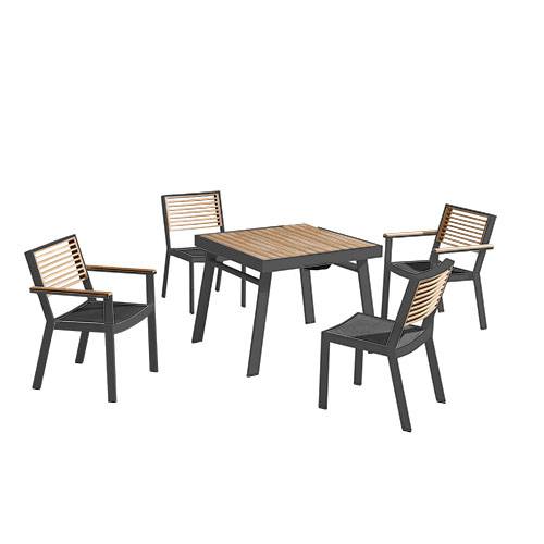 Babmar - Avant Dining Set For 4 (Stackable Chairs/Table With Teak Top/ Umbrella Hole) - Image 1