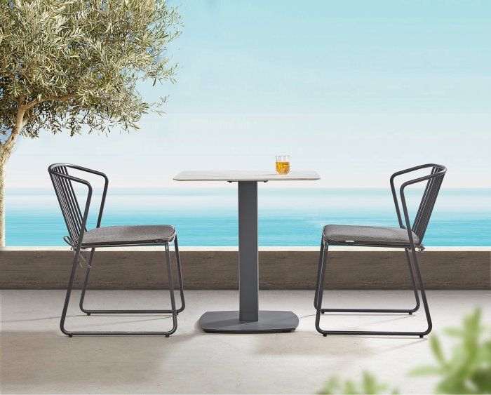 Martinique Dining Set For 2 with All Aluminum Dining Chairs - Image 1