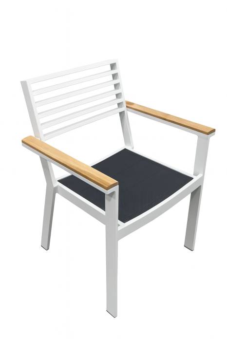Babmar - Avant Stackable Dining Chair With Teak Armrests - QUICK SHIP