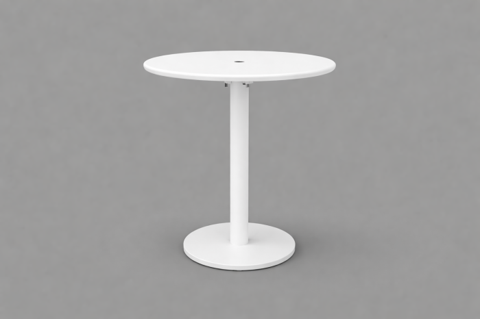 Monaco Round Bistro Bar Table with Solid Top and Umbrella Hole White