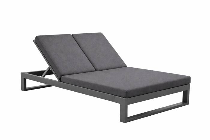 Babmar - Amber Double Chaise Lounge - Grey Frame - QUICK SHIP
