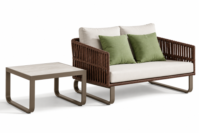 Apricot Loveseat Set with Side Table