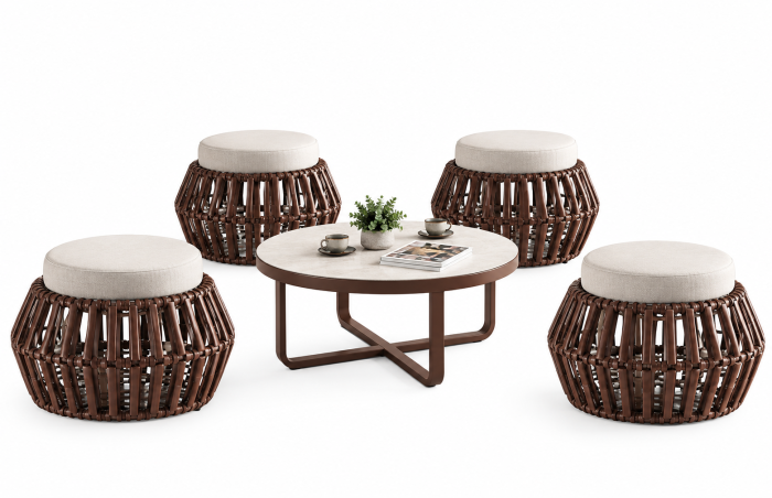 Apricot Backless Seating Set for 4