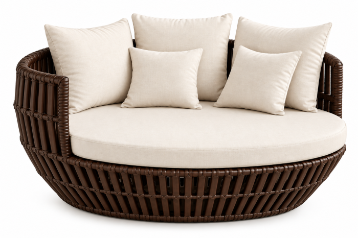 Apricot Low Back Daybed | Brown Wicker | QUICK SHIP