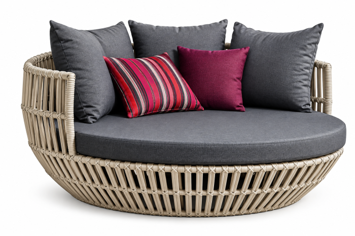 Apricot Low back Daybed | White Wicker | QUICK SHIP