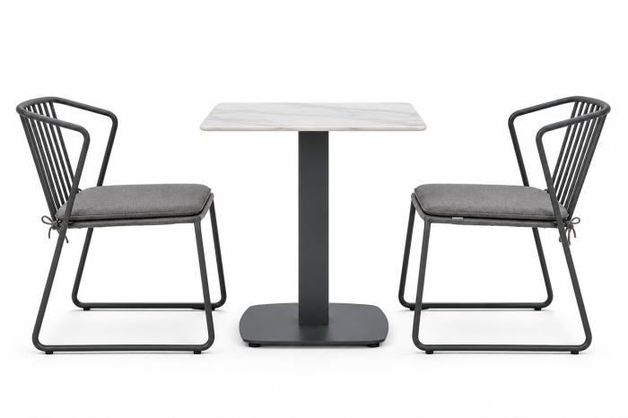 Martinique Dining Set For 2 with All Aluminum Dining Chairs