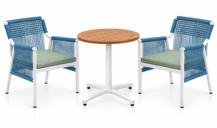 Venice Round Bistro Dining Set for 2 with Woven Sides