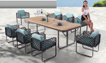 Dresdon Dining Set For 8 with Woven Sides - Image 2