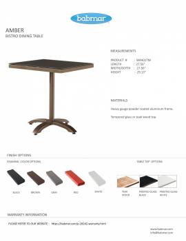 Amber Bistro Dining Table - 25"x25"x29" - Image 2