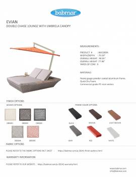 Evian Double Chaise Lounge with Umbrella Canopy - Image 3